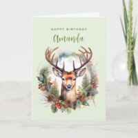 Cerf brun avec bois Noël rustique Anniversaire