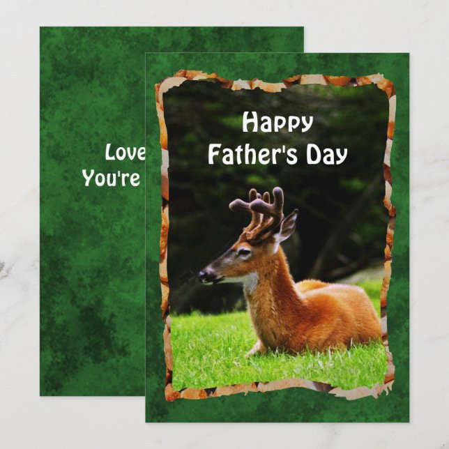 Carte Cerf Buck dans la clairière de la forêt Fête des P (Devant / Derrière)