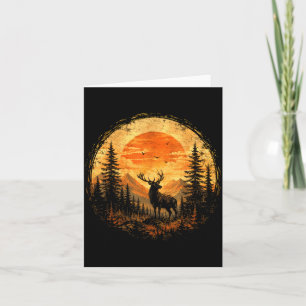 Carte Cerf daim coucher de soleil montagne forêt sauvage