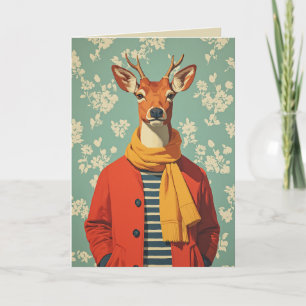 Carte Cerf de fête en style hivernal