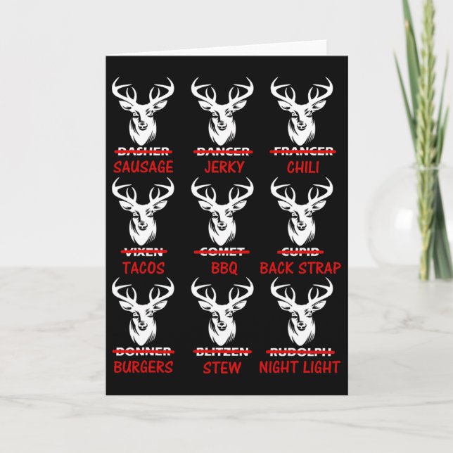 Carte Cerf de Noël drôle à l'arc et flèche Santa  (Devant)