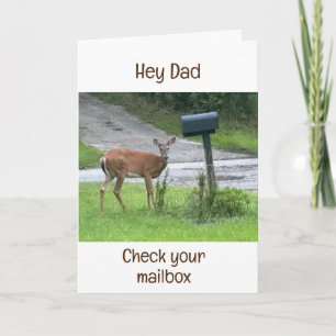 CARTE CERF DIT "HÉ PÈRE VÉRIFIE TA BOÎTE AUX LETTRES" AN