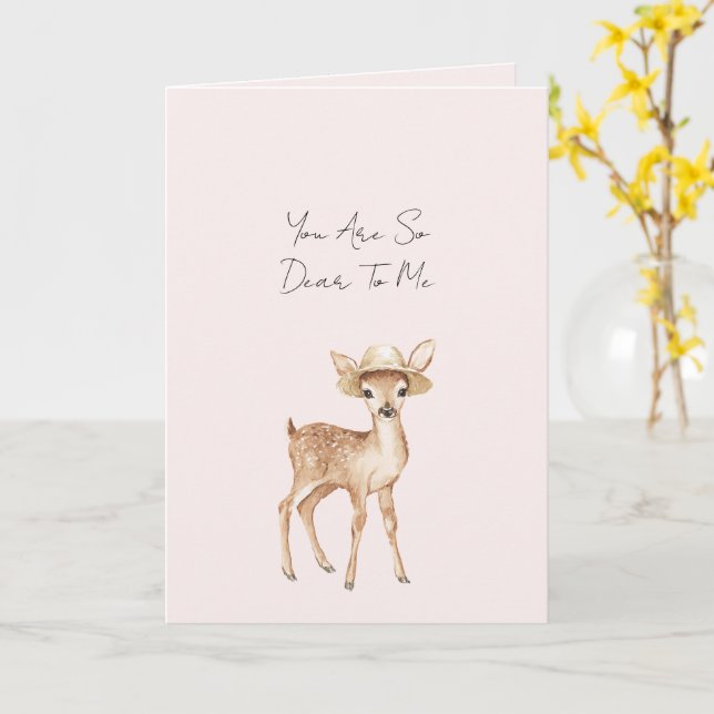 Carte Cerf doux avec chapeau (Fleur jaune)