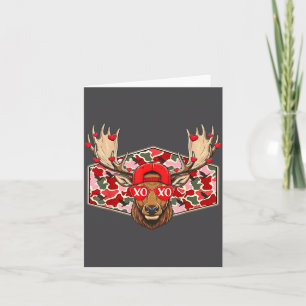 Carte Cerf drôle de chasse Buck Camo la Saint-Valentin H