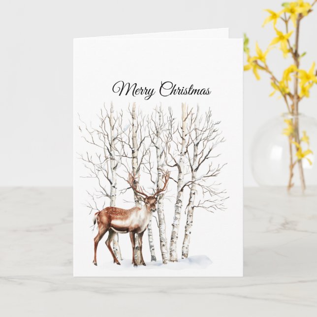 Carte Cerf élan Noël à la crème (Fleur jaune)