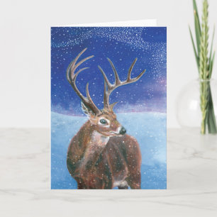 Carte Cerf élaphe mâle en hiver