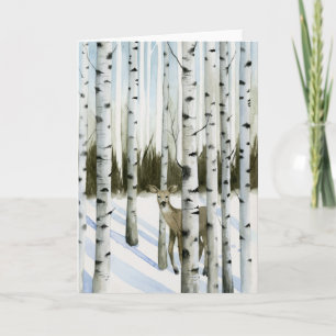 Carte Cerf en chute de neige