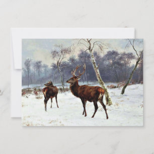 Carte Cerf et biche dans un paysage enneigé