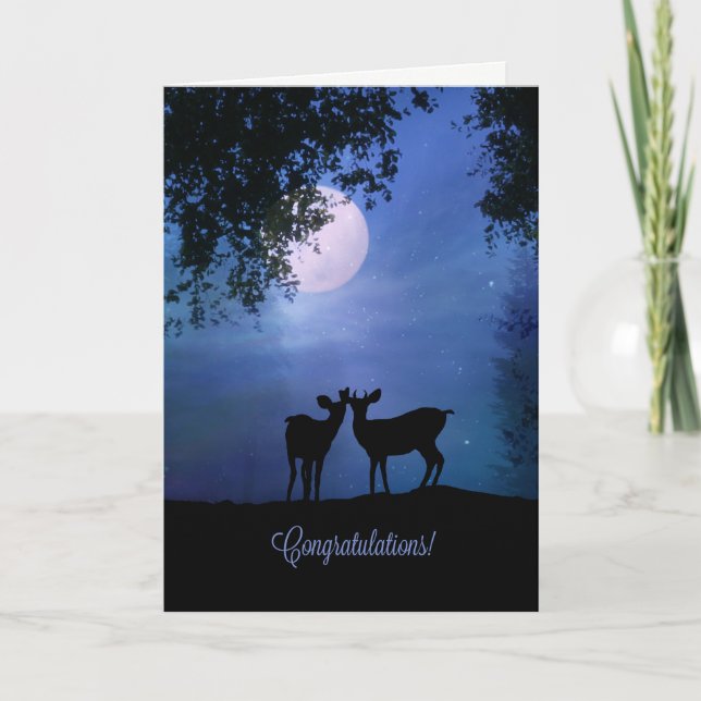 Carte Cerf Faune Animale Félicitations Mignon Mariage (Devant)