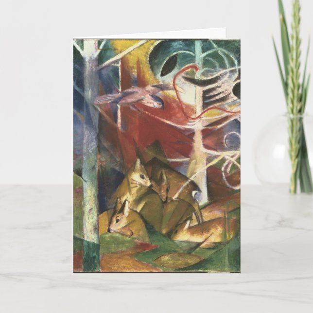 Carte Cerfs dans la forêt par Franz Marc, Beaux-arts vin (Devant)