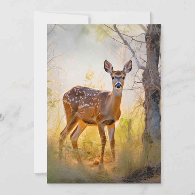 Carte Cerfs Élégants dans la Forêt Dessin Naturel (Devant)