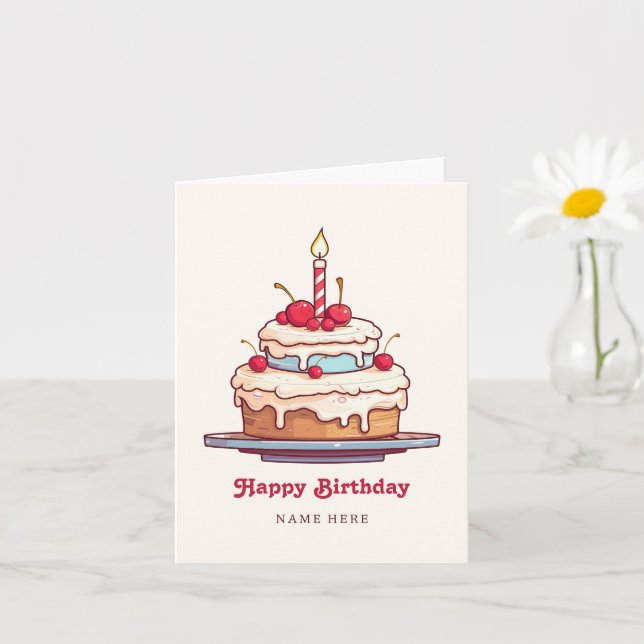 Carte Cerise de gâteau d'anniversaire (Petite plante)