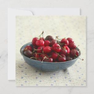 Carte Cerises dans un bol bleu