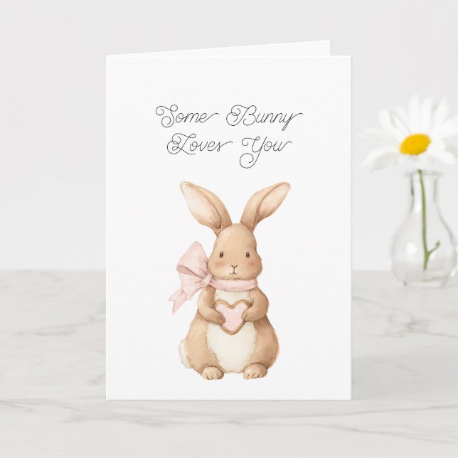Carte Certain Lapin T'aime Cookie Rose Arc-en-ciel (Petite plante)