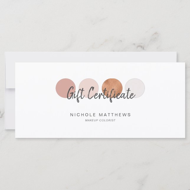 Carte Certificat Cadeau de Palette de Couleurs de Callig (Devant)