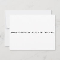 Certificat cadeau personnalisé de 4″W et 9,2″L