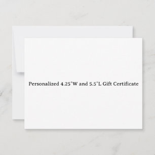 Carte Certificat cadeau personnalisé de 4″W et 9,2″L