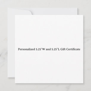 Carte Certificat cadeau personnalisé de 5,25″ de largeur