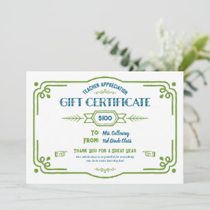 Carte Certificat-cadeau personnalisé pour remercier un e