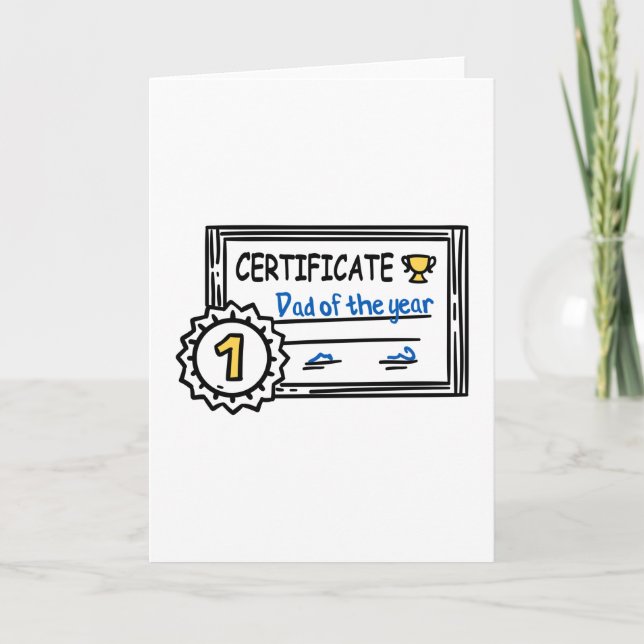 Carte Certificat de papa de l'année Prix de la fête des  (Devant)