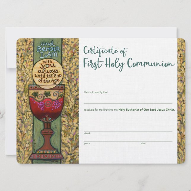 Carte Certificat de première communion, remplissage pers (Devant)