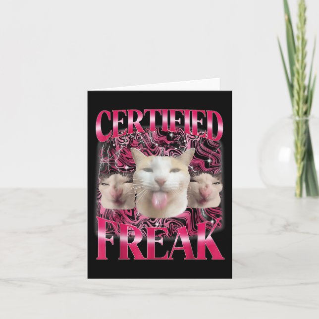 Carte Certifié Freak Eat Cement Maudit Chat Funny Cat Me (Devant)