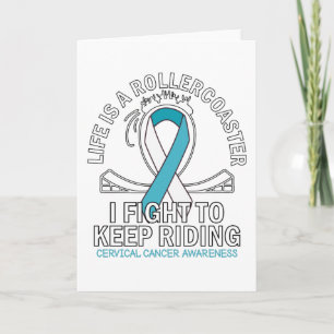 Carte Cervical cancer conscience blanc ruban turquoise