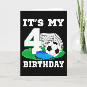 Carte C'est la fête de soccer pour mes 4 ans de garçon