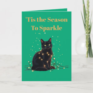 Carte C'est la saison d'étinceler Chat noir emmêlé 