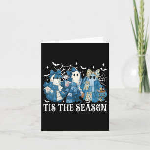 Carte C'est la saison Patchwork bleu fantôme citrouille