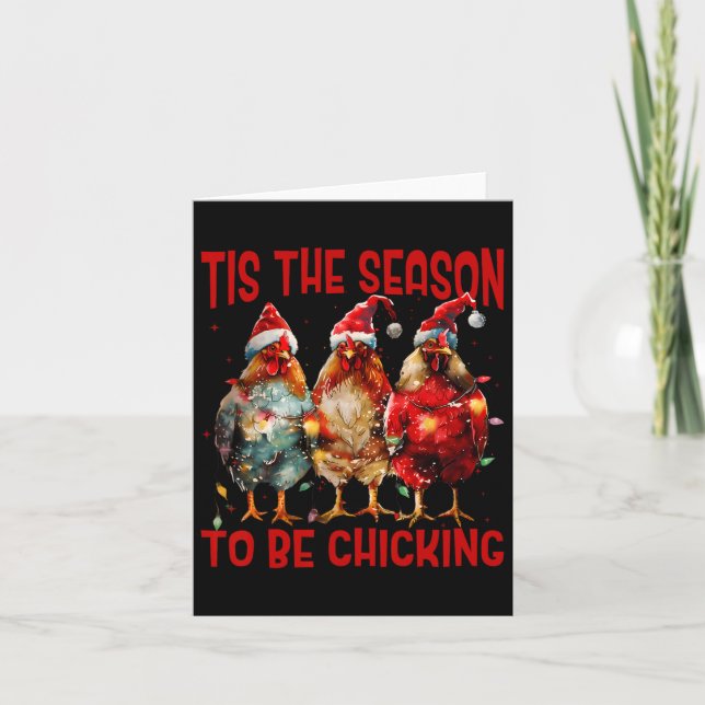 Carte C'est la saison pour Chicking Chicken Santa Hat Xm (Devant)
