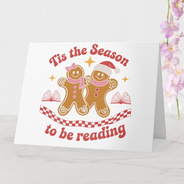 Carte C'est la saison pour lire l'école de Noël  (Orchidée)