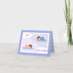 CARTE C'EST LA TWIN GIRL & BOY CARD