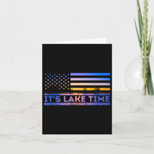 Carte C'est Lake Time Sunset American Flag Vacatio été