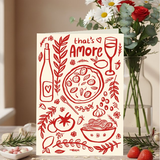 Carte C'est l'amour de la nourriture italienne Saint-Val (That's Amore Italian Food Valentine Love Whimsical Valentines Day Galentines Day Card
)