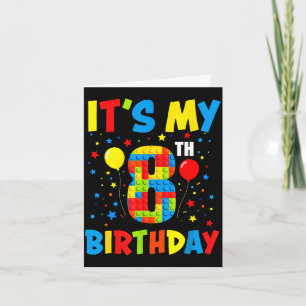 Carte C'est l'anniversaire de 8 ans blocs de constructio