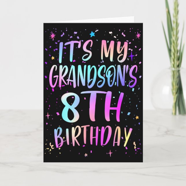 Carte C'est l'anniversaire de 8 ans de mon petit-fils Co (Devant)