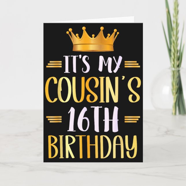 Carte C'est l'anniversaire de mes cousins 16 ans Joyeux  (Devant)