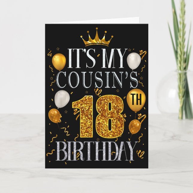 Carte C'est l'anniversaire de mes cousins 18 ans Joyeux  (Devant)
