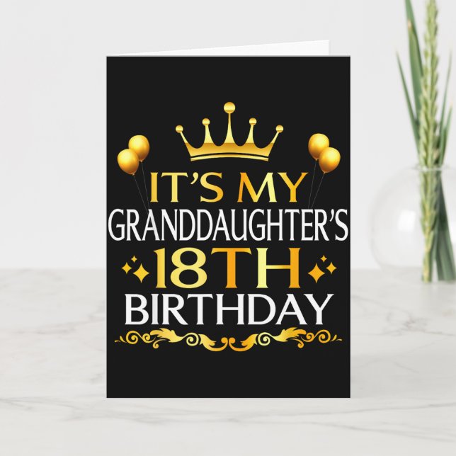 Carte C'est l'anniversaire des 18 ans de ma petite-fille (Devant)