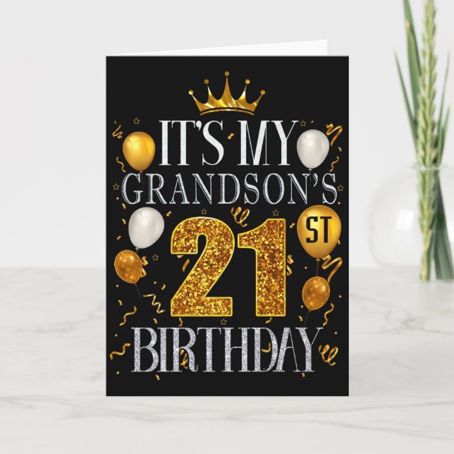Carte C'est l'anniversaire des 21 ans de mon petit-fils  (Devant)