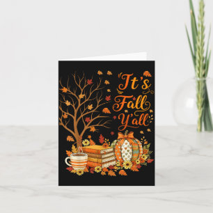 Carte C'est l'automne à tous Floral Citrouille Café d'au