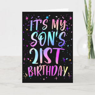 Carte C'est les 21 ans de mon fils Coloré Joyeux 21 ans 