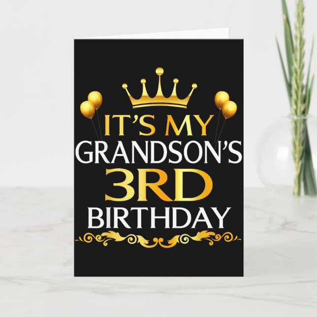Carte C'est les 3 ans de mon petit-fils Joyeux Anniversa (Devant)