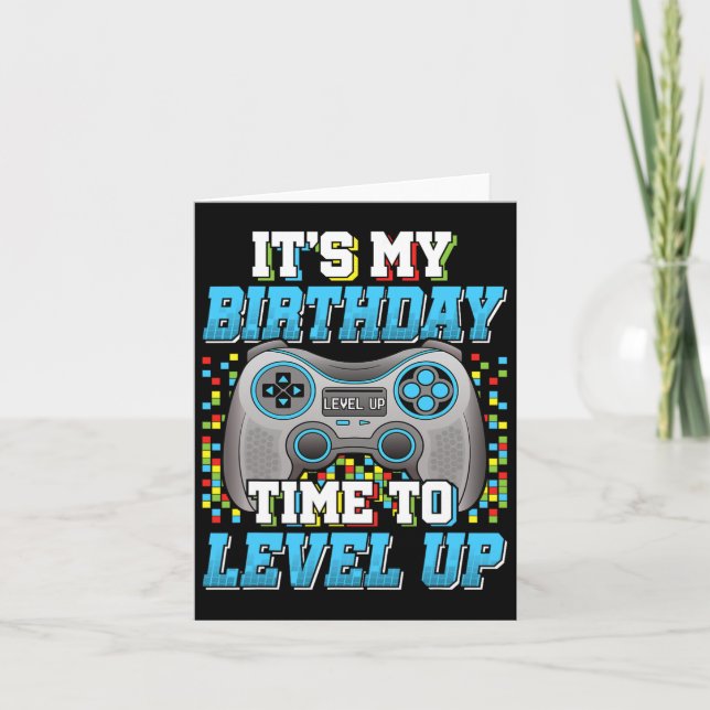 Carte C'est l'heure de mon anniversaire de niveler le je (Devant)