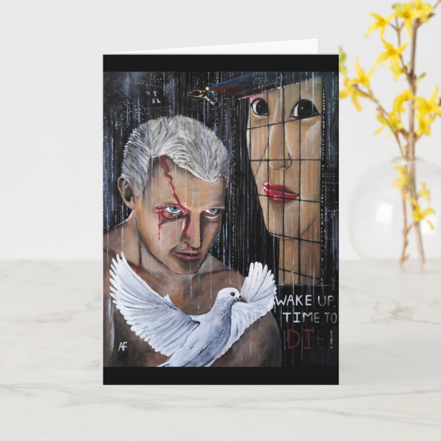 Carte C'est l'heure de mourir ! Peinture d'Alfred Fox (Fleur jaune)