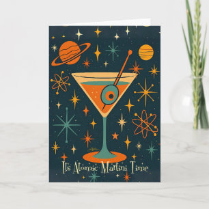 Carte C'est l'heure du Martini Atomique Étoiles Cosmique