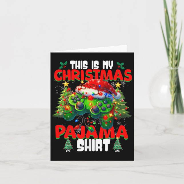 Carte C'est ma vidéo de jeu vidéo de pyjama de Noël pour (Devant)