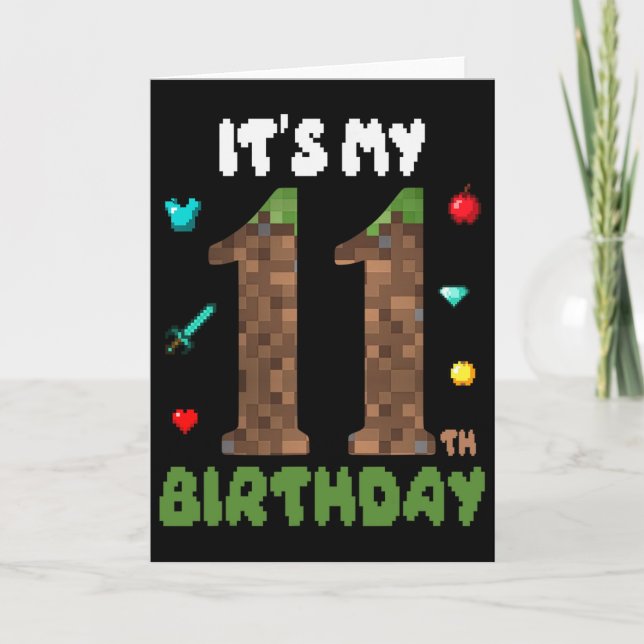 Carte C'est mon 11e anniversaire Drôle de 11 ans vidéast (Devant)