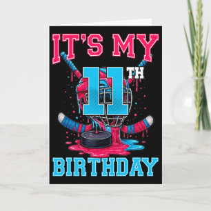 Carte C'est mon 11e anniversaire Hockey 11 ans Crème gla